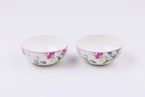 Image of GOLDEN QUEEN'S Bowl Set of 6 | Perfect for Rice, Dal, Curry, Snacks & More | Microwave Safe | 4 Inch Wide - Garden Splendor Bowls