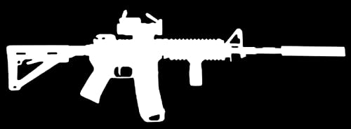 Shop Shop AR15 M4 Weapon Vinyl Die Cut Sticker and Decal US Army Bumper Stickers for Cars Trucks Laptops Water Bottles Windows | White | 8.0 x 3.0 Inch