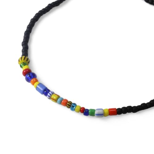 Pulsera elástica multicolor con cuentas de vidrio africano miniatura 6