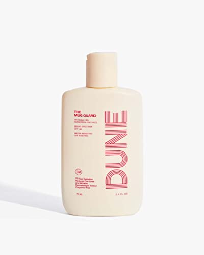 DUNE The Mug Guard Gel Face Sunscreen, Clear Invisible Broad Spectrum SPF 30 UVA/UVB Protection, Hydrating Sheer Sun Lotion, Water Resistant, Reef Friendly, Non-Greasy, Fragrance Free, 2.4 fl oz