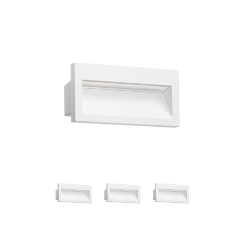 ledscom.de 4 LED recessed wall Light NOLA, Downlight for Outdoors IP54 matt, 140 x 70mm, Warm White