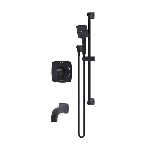 Image of Symmons Oak Tub and Hand Shower Trim with VersaFlex Integral Diverter in Matte Black