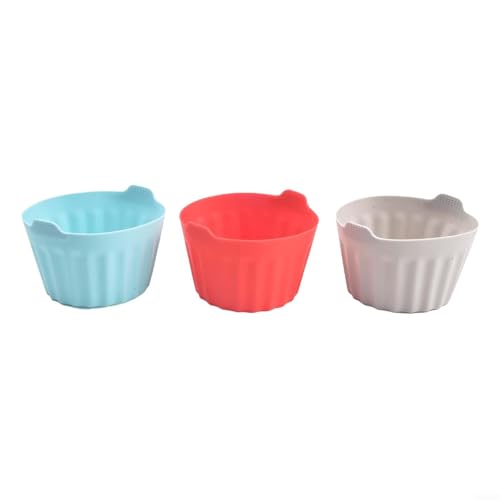 Freidora de aire para huevos de silicona para escalfados, para huevos, panqueques y cupcakes, herramienta para hornear compatible con freidoras de aire, microondas, hornos, refrigeradores (3 piezas