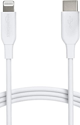 Amazon Basics USB-C to Lightning Charger Cable, Apple MFi Certified for iPhone 14 13 12 11 X Xs Pro, Pro Max, Plus, iPad, Fast Charging, High Speed Data Sync, 6 ft, White