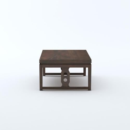 Image of MAMTA DECORATION Solid Sheesham Wood Coffee Table for Living Room | Wooden Center Table for Home, Hall, Office & Lounge | Modern Tea Table with Open Base Design|Rectangular Coffee Table, Walnut Finish