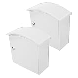 WOONEKY 2 Piezas Buzón de Pared con Cerradura Caja Mural Curva para Leche y Correo Diseño Resistente la Lluvia Aislamiento Térmico para Oficina y Exterior Almacenamiento Seguro para Jardín