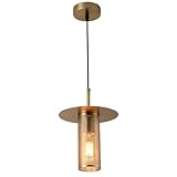 Gold Perforated Metal Pendant Light Cylinder Mesh Iron Hanging Lamp Circular Disc Accent E...