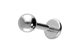 PIERCINGLINE Titan Labret Stecker KUGEL Piercing Ohr Lippe Nase Silberfarben 3 x 1,2 x 6 mm