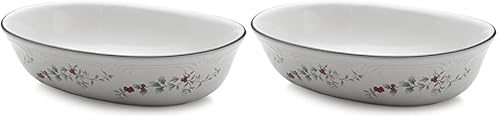 Image of Pfaltzgraff Winterberry Oval Vegetable Bowl, 1.5 quart, Assorted (Pack of 2)