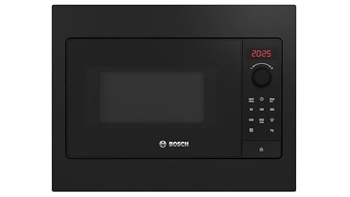 Bosch BFL523MB4 Serie 2 Einbau-Mikrowelle, 38 x 50 cm, 20 L, 800W, Drehteller 27 cm, AutoPilot 7 Programme, LED-Display, QuickStart, hydrolytische Reinigung, Schwarzglas 1
