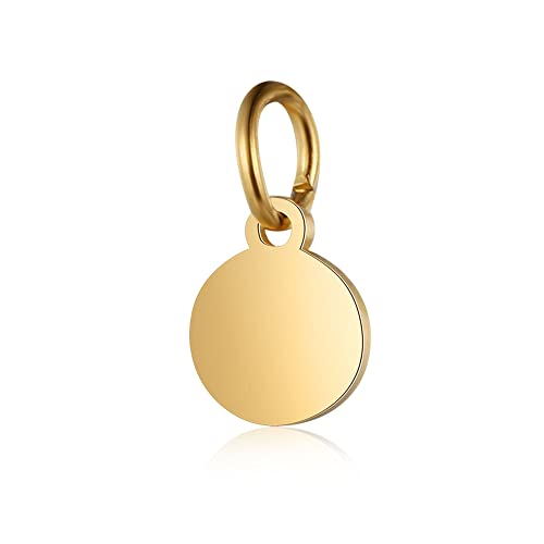 Pendentif disque rond 8-20 mm en acier inoxydable 316 poli miroir
