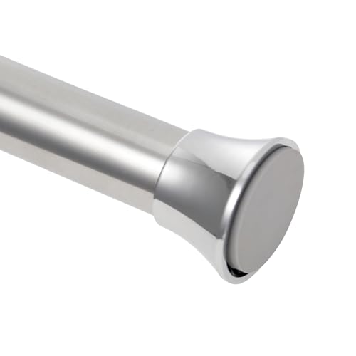 1PC Stainless Steel Shower Curtain Rod Tension Pole, Extendable Shower Curtain Poles No Drilling Tension Rods for Clothes Non-Slip Silver Shower Rail for Cupboard Window Bathroom (75cm-134.5cm)