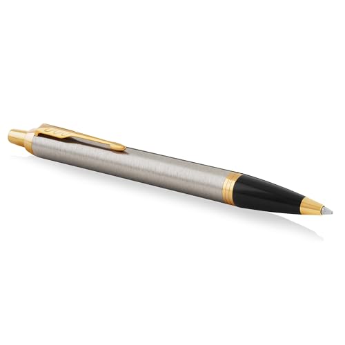 PARKER IM Ballpoint Pen, Brushed Metal with Medium Point Blue Ink Refill (1931670)