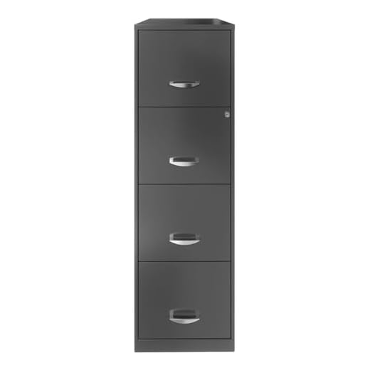 18" Deep Light Duty 4 Drawer Metal Letter File Cabinet in Charcoal