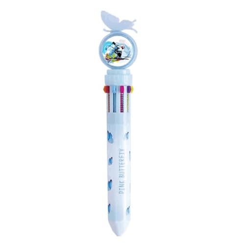 Stylo à bille rétractable multicolore avec illustration de ski acrobatique