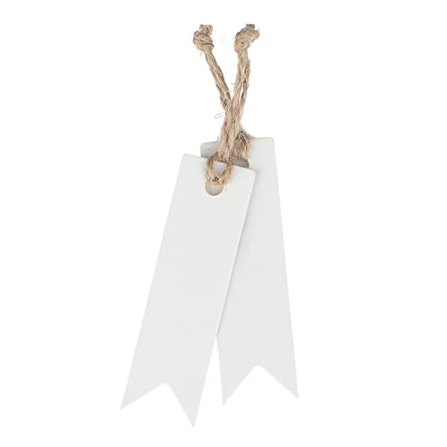 100Pcs Kraft Paper Tags With String Craft Gift Tags Mini Size 7 Cm X 2 Cm Wedding Brown Hang Tags With Jute Twine (White) #TOP3