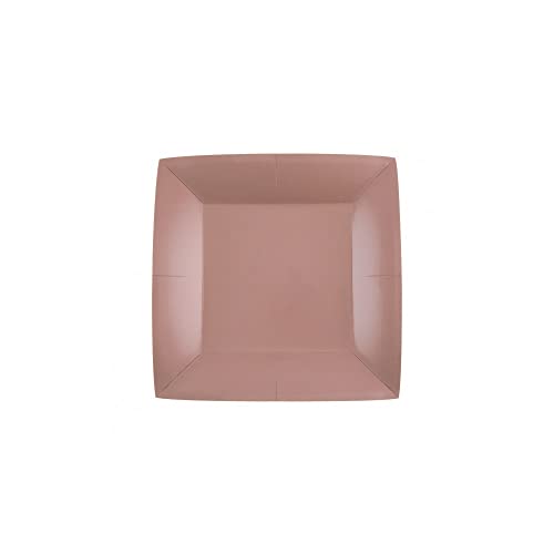 Santex 10 ASSIETTES CARTON BIO CARRÉES 18CM ROSE GOLD