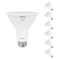 LUXRITE PAR30 Long Neck LED Flood Light Bulb, 75W Equivalent, 5 Color Selectable 2700K-5000K, 850 Lumens, 10W, Dimmable LED Spotlight Bulb, Damp Rated, ETL Listed, E26 Base - Indoor Outdoor (6 Pack)