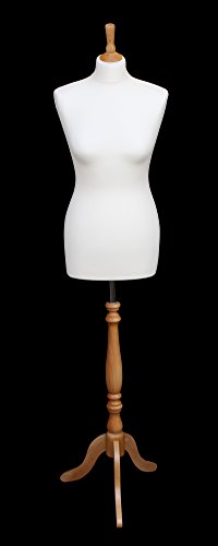 Mannequin de Couture de Luxe pour Femme en Jersey Effet hêtre Crème Taille 38/40 Trépied en Bois