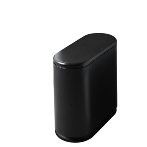 Fiozwea 15L スリムゴミ箱 蓋付き ワンタッチ開閉 ボタン操作 台座付き 飛び散り防止 二重壁構造 開口部付き 中身が見えない キッチン 浴室 リビングに適用 防臭 おむつ 食べ残しなど収納可能 (ブラック)