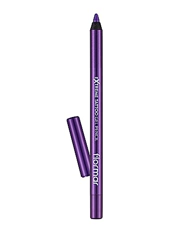 Flormar Extreme Tattoo Gel Pencil con glitter – Lápiz de ojo resistente al agua – Alta pigmentación, larga duración, waterproof – Eyeliner para maquillaje de ojos, 011 Purple Blaze