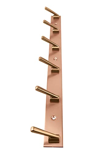 DOCOSS-Pack of 2-Deluxe Rose Gold 6 Pin Metal Cloth Wall Hanger for Clothes Door Hangers Cloth Hook Bathroom Hooks Rail for Hanging Towel,Bathroom Accessories