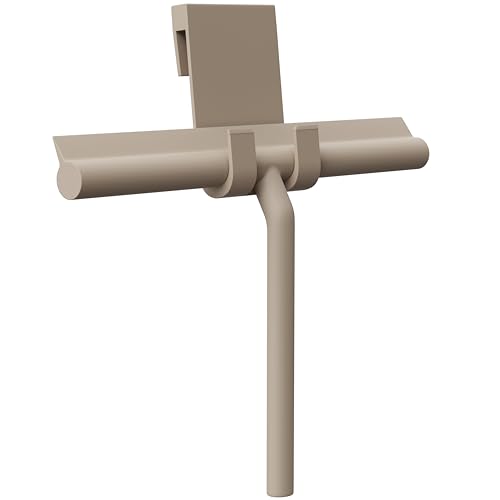 HEIMR Silikon Duschabzieher mit Halterung ohne Bohren (Taupe, 28 cm Lippe) - Extra breiter Abzieher & Wischer für Dusche - Duschkabinenabzieher für Duschwand - Flitsche Wasserabzieher
