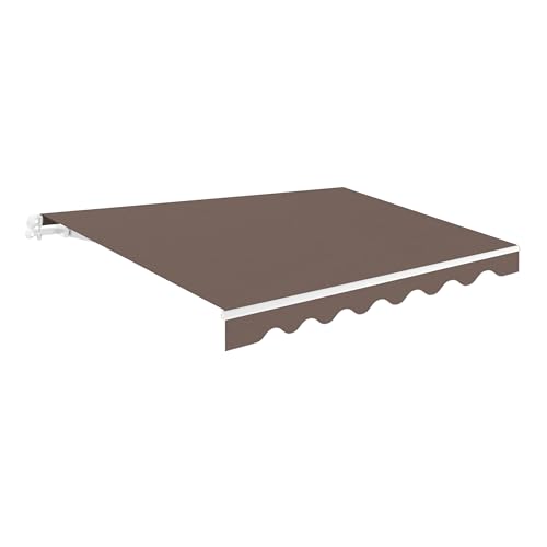 Toldo Retráctil Exterior 400x250cm Topo Poliéster – Lona Protección Solar UV - Estructura de Aluminio – Inclinación Regulable – Manivela Incluida – Manual Enrollable Terraza Jardín
