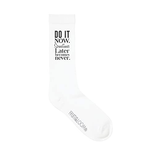 Power Socks die stylischen Crew Socken mit einer Botschaft | Größe 35-38 & 39-42 | Farbe weiß | Tennissocken | Mottosocken | Crew Socks (35-38, Do It Now) Cover
