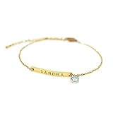 MignonandMignon Custom Name Bracelet with Birthstone Personalized Engraved Jewelry for Women, Mom, Sister, Friendship Matching, Birthday Gift for Her – 2BR-BS