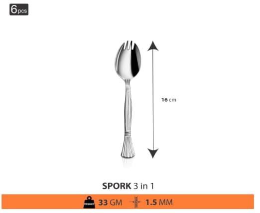 HNL Stainless Steel Spork Spoon Fork Knives Set Of 6