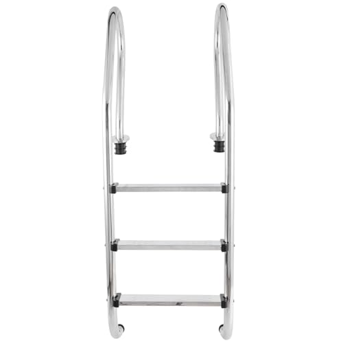 Escalera para piscina de acero inoxidable con 3 peldaños antideslizantes miniatura 1