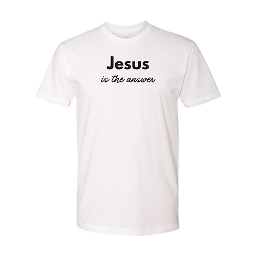 Jesus is The Answer Mens Christian Shirt (as1, Alpha, m, Regular, Regular, White)