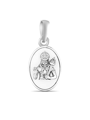 AKSHAT SAPPHIRE Hanuman God Pendant Sterling Silver (92.5% Purity) Men Women Pure Silver Lord Bajrang Bali Locket Good Health Wealth