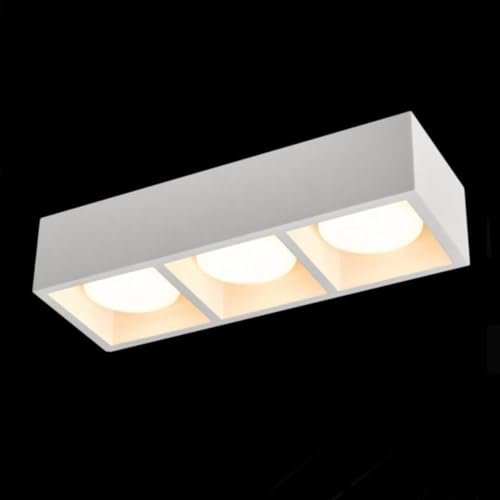 TEKHOME Plafoniera da Soffitto in Gesso Bianco a 3 Luci, Design Moderno Rettangolare, Attacco GX53, per Cucina Corridoio Soggiorno, Lampadine Non Incluse – GS-C38-3