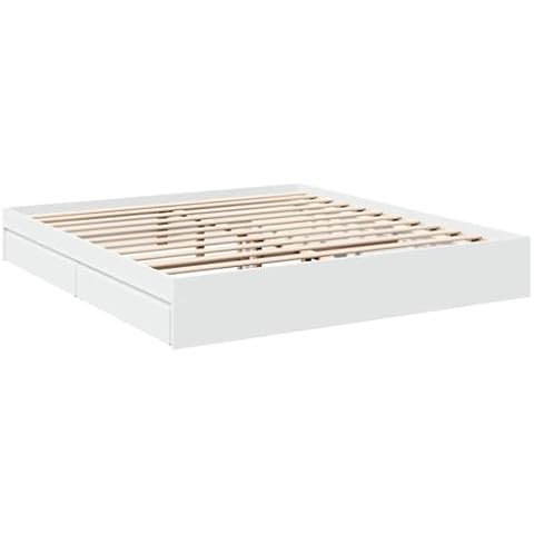 vidaXL White Super King Bed Frame with Drawers Cover