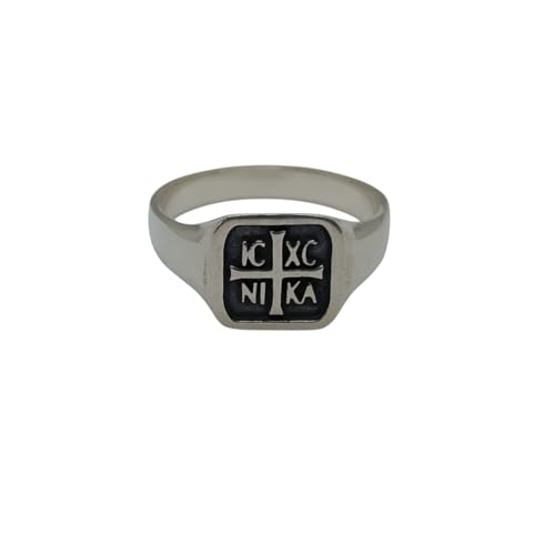 Bague chevalière homme argent hypoallergénique sans nickel gravure IC XC NI KA 925