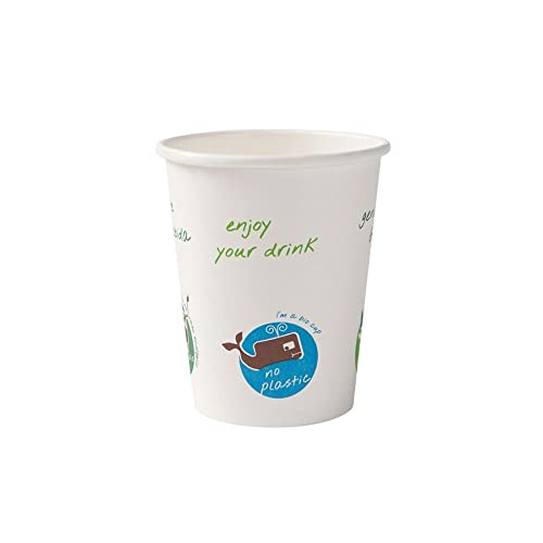 BIOZOYG Vaso orgánica descartable para Bebidas Calientes I Vaso heco de cartón Biodegradable, compostable I Vaso de café reciclable Blanca con Comic Print 50 Piezas 200 ml 8 oz