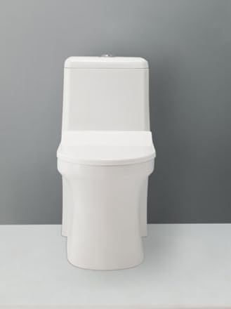 Image of Clay Plus P-Trap Premium Ceramic Rimless Water Closet Floor Mounted One Piece Ceramic Western Toilet /Commode With Soft Close Seat Cover For Home, Bathroom, Lavatory, Toilets (107 P-TRAP)
