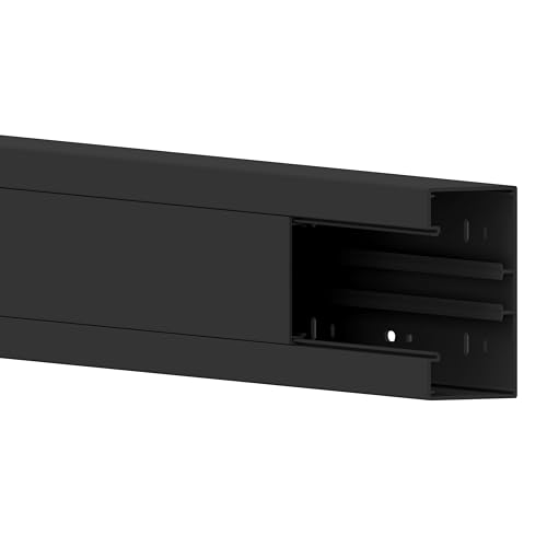 Habengut Canal de Parapet (avec Trou de Montage) 130 x 60 mm, en PVC, Longueur 1 m, Noir