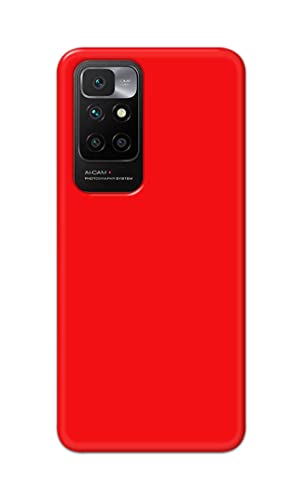Image of Printed Hard Back Cover Case for Mi Redmi 10 Prime Back Cover (Plain Red) -1803