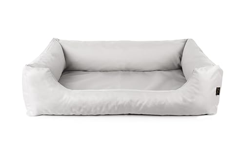 Lebon - Hundebett Max - Orthopädisch -100cm x 75cm -Mit Reißverschluss und waschbar - Pflegeleicht - Schmutz - und Wasserabweisend (Silver, M)