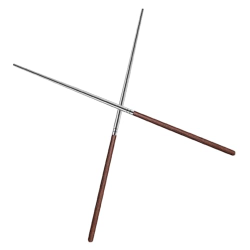 GRIRIW 長めの揚げ箸 調理用ステンレス箸 木製ハンドル付き 中華料理 鍋 バーベキュー 揚げ物 煮物用