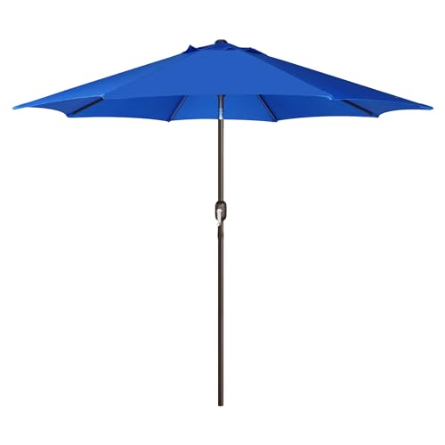 Image of Blissun 9' Outdoor Patio Umbrella, Outdoor Table Umbrella, Yard Umbrella, Market Umbrella with 8 Sturdy Ribs, Push Button Tilt and Crank