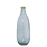 JARRÓN VIDRIO RECICLADO 40CM AZUL FILO DORADO_°15X40CM BOCA:°6CM