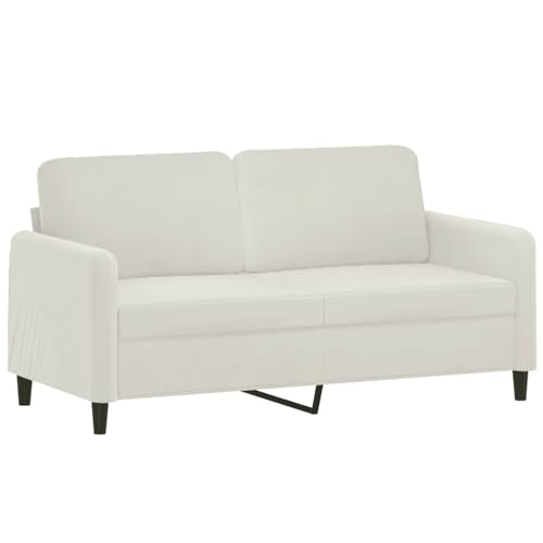 Sofá de 2 plazas de terciopelo crema de 140 cm con fundas extraíbles lavables 5