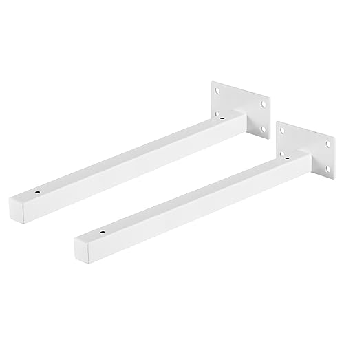 uxcell Floating Shelf Brackets, 2pcs 12"(300mm) Industrial Metal Brackets for Shelves Wall Mounted Shelf Supports White