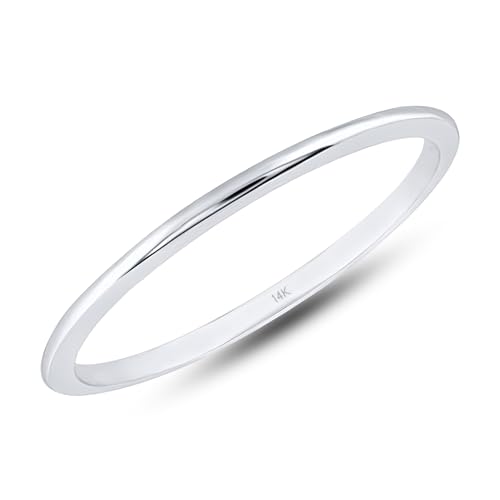 MAX + STONE 1MM Thin 14k Gold Wedding Band Ring for Women Dainty ...