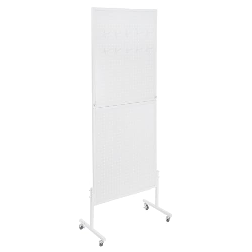 Double Pegboard Panels,Retail Display Stand with T-Base,Pegboard Display w/Wheels,Metal Spinning Peg Board Displays,2-Sided Store Display for Selling Accessories,Keychains,Necklaces,Bracelets (Black)