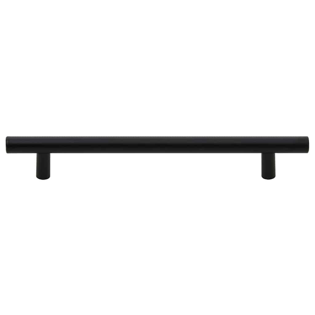 Tirador en T para muebles, 10 unidades, color negro, distancia entre orificios, 160 mm, acero inoxidable con recubrimiento en polvo para armario, cajón, puerta, cómoda, cocina, baño, montaje